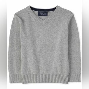 The Children's Place Gray V-Neck Sweater, 7/8Y